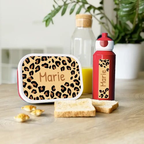 Personalisierte Mepal Campus Bento Brotdose/Trinkflasche im Leoparden Design mit Namen