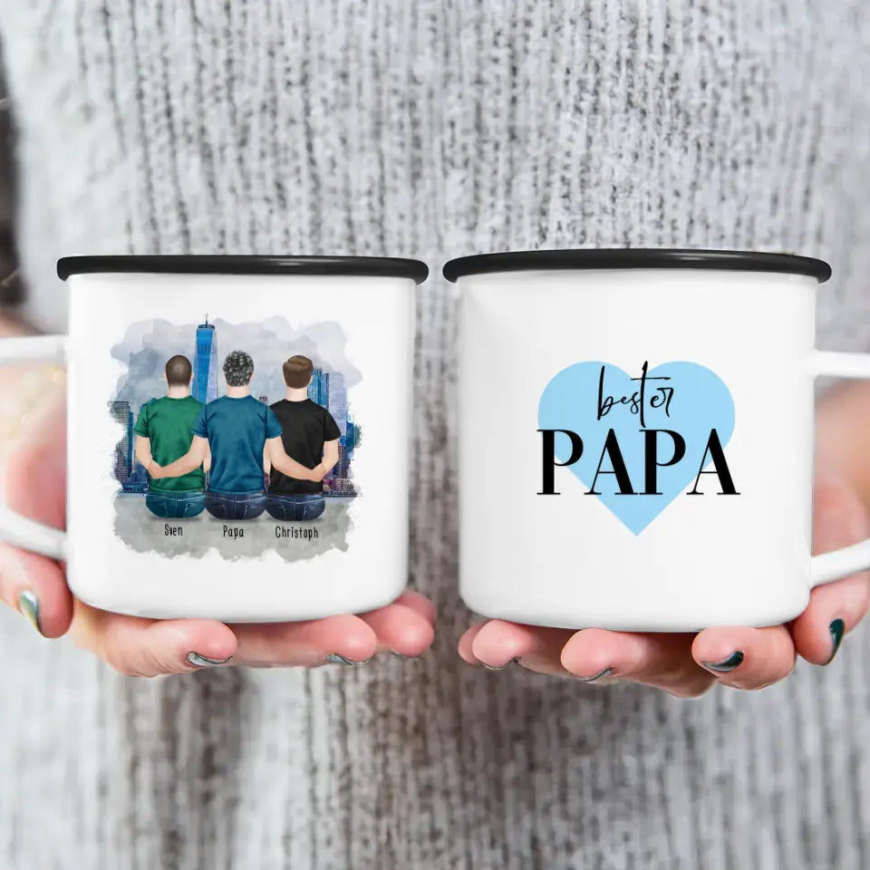 Personalisierte Tasse mit Vater/Sohn (2 Söhne)