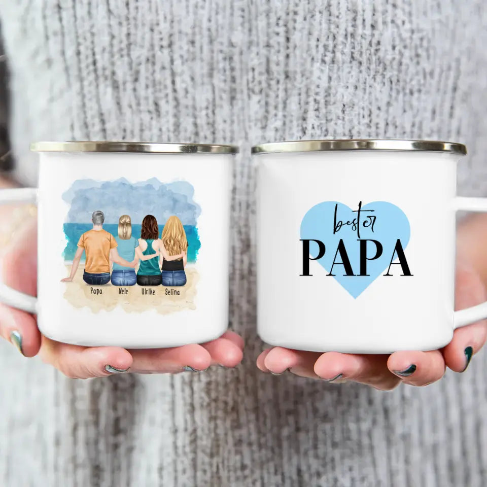 Personalisierte Tasse mit Vater/Tochter (3 Töchter)