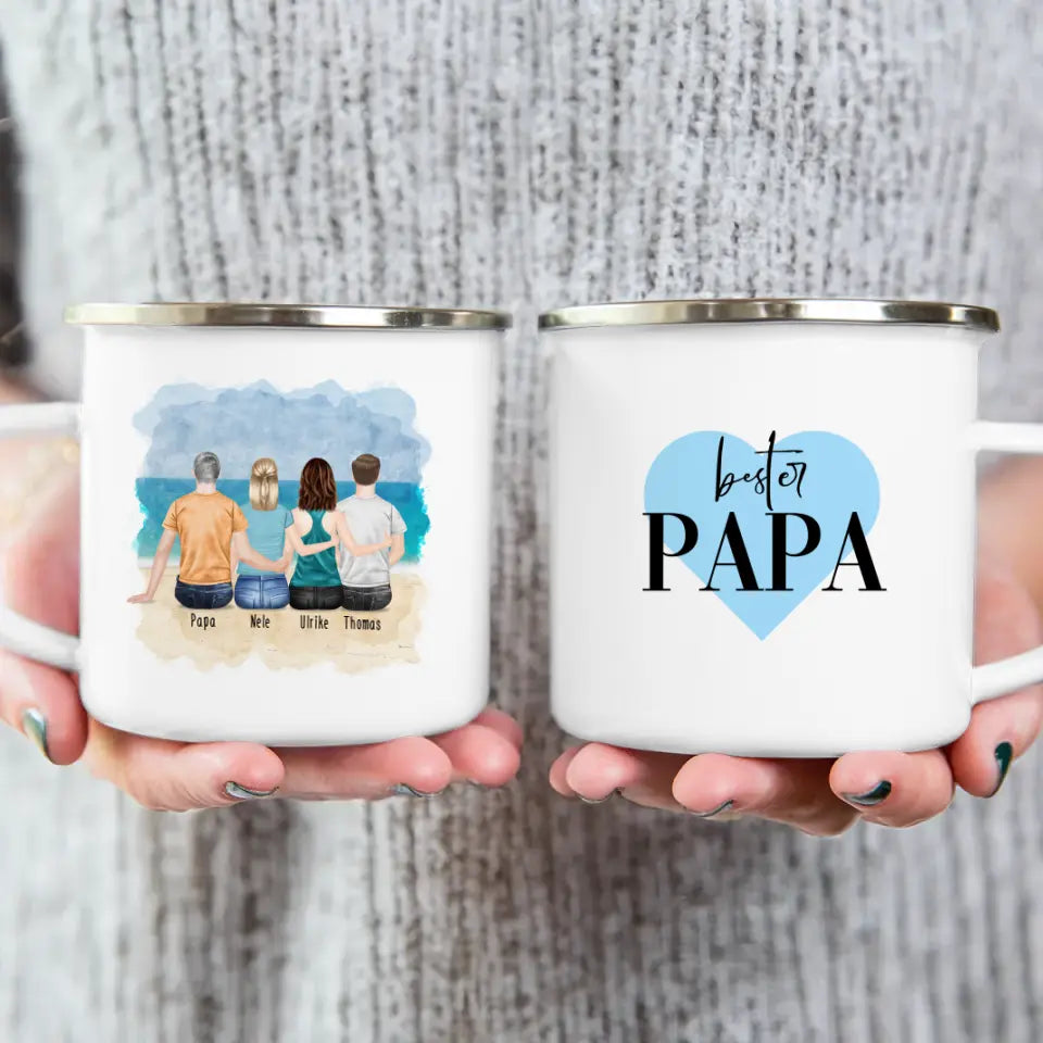 Personalisierte Tasse mit Vater/Tochter/Sohn (2 Töchter + 1 Sohn)