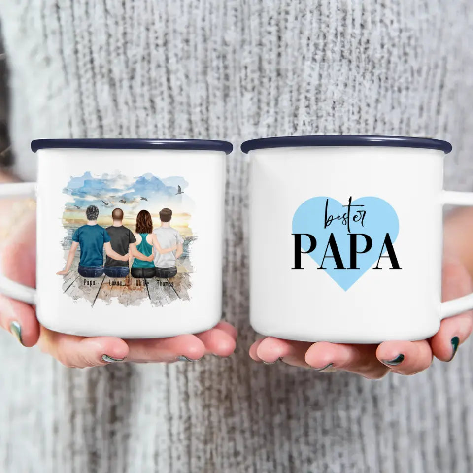 Personalisierte Tasse mit Vater/Tochter/Sohn (1 Tochter + 2 Söhne)