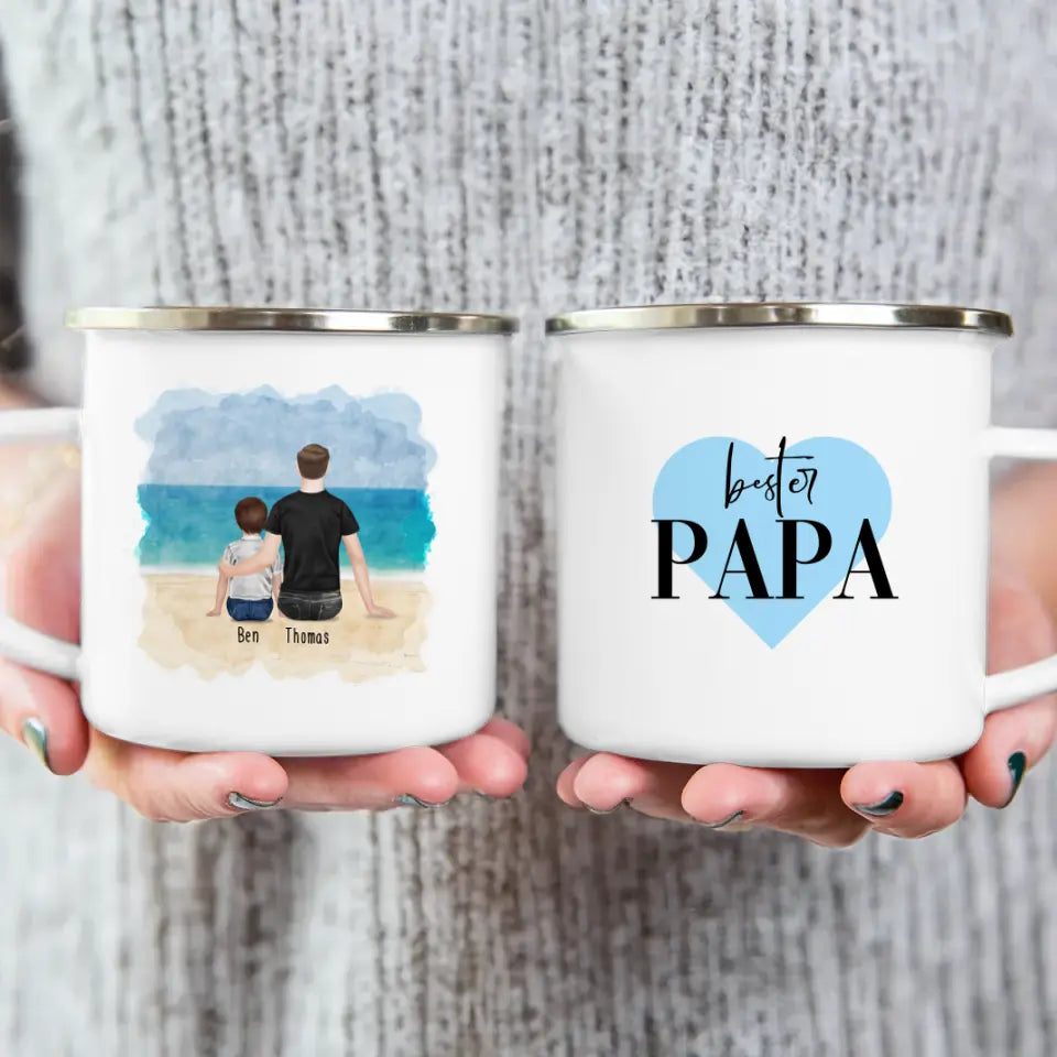 Personalisierte Tasse mit Vater/Kind (1 Kind/Baby)