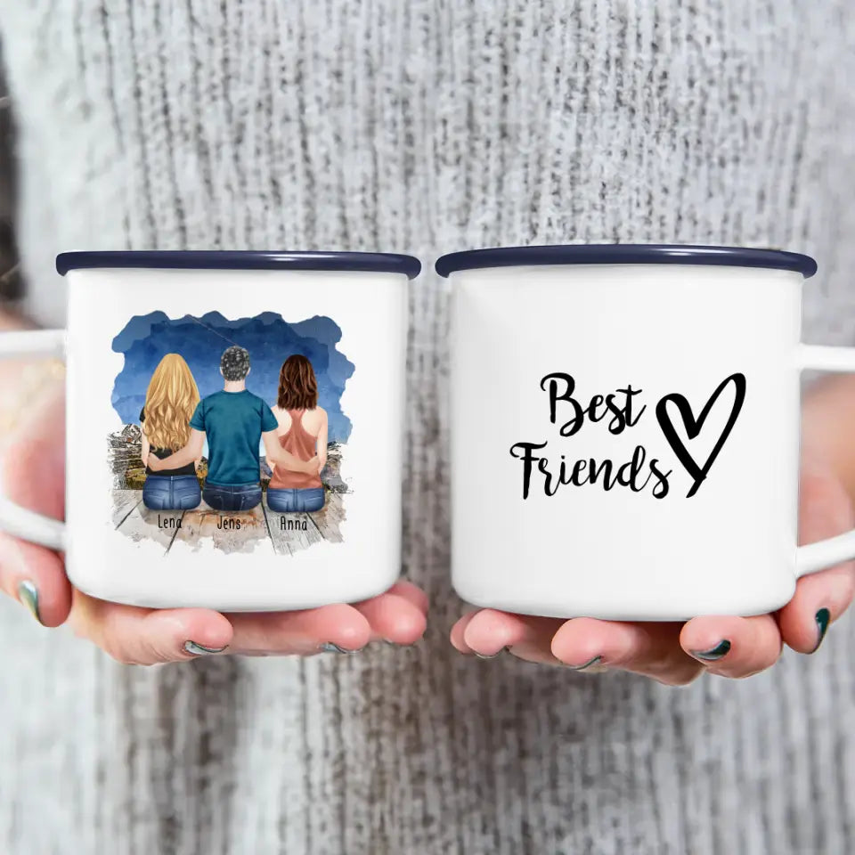 Personalisierte Tasse - Beste Freunde (2 Frauen + 1 Mann)