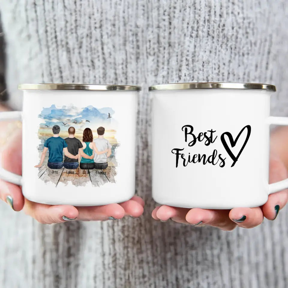 Personalisierte Tasse - Beste Freunde (1 Frau + 3 Männer)