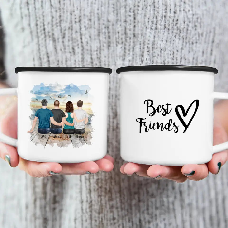 Personalisierte Tasse - Beste Freunde (1 Frau + 3 Männer)