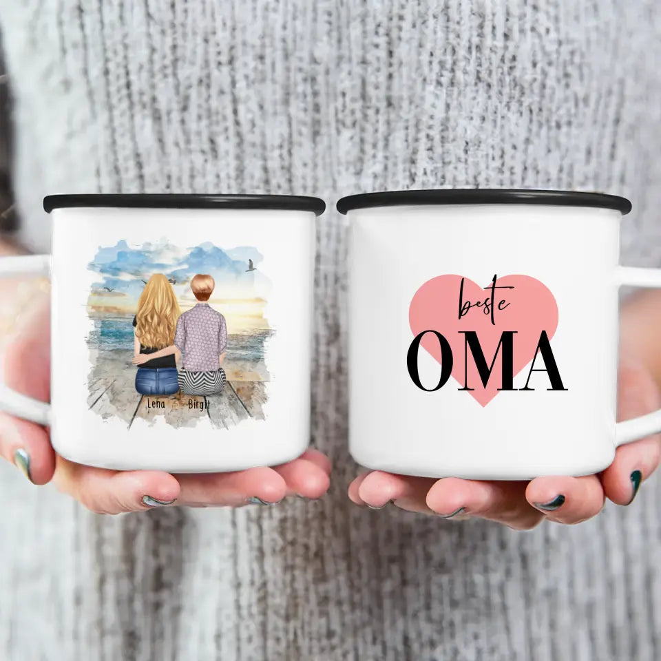 Personalisierte Tasse für Oma (1 Frau + 1 Oma)