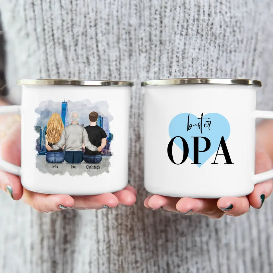 Personalisierte Tasse für Opa (1 Frau + 1 Mann + 1 Opa)