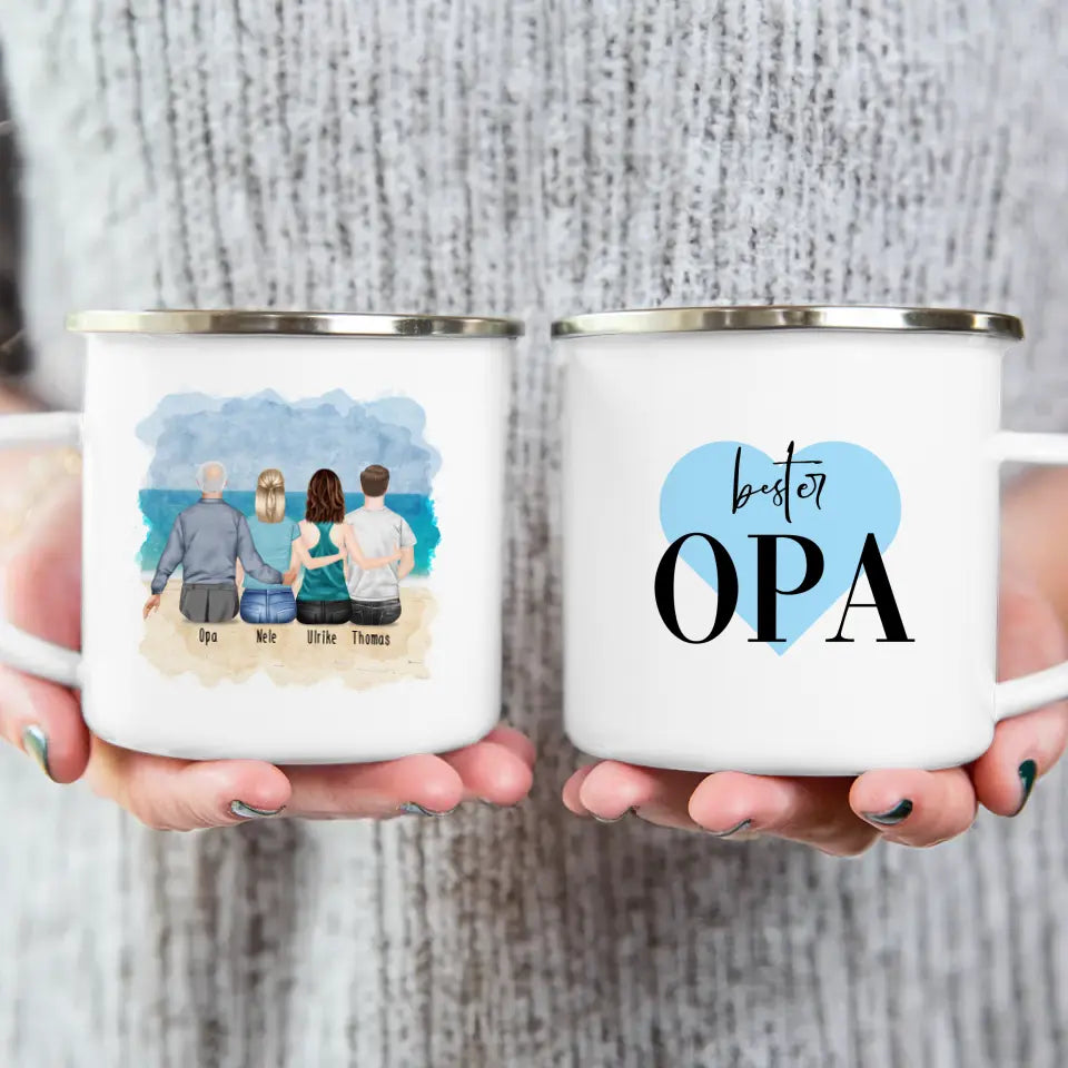 Personalisierte Tasse für Opa (2 Frauen + 1 Mann + 1 Opa)