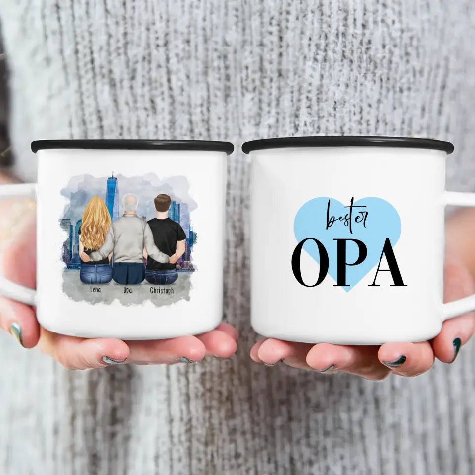 Personalisierte Tasse für Opa (1 Frau + 1 Mann + 1 Opa)