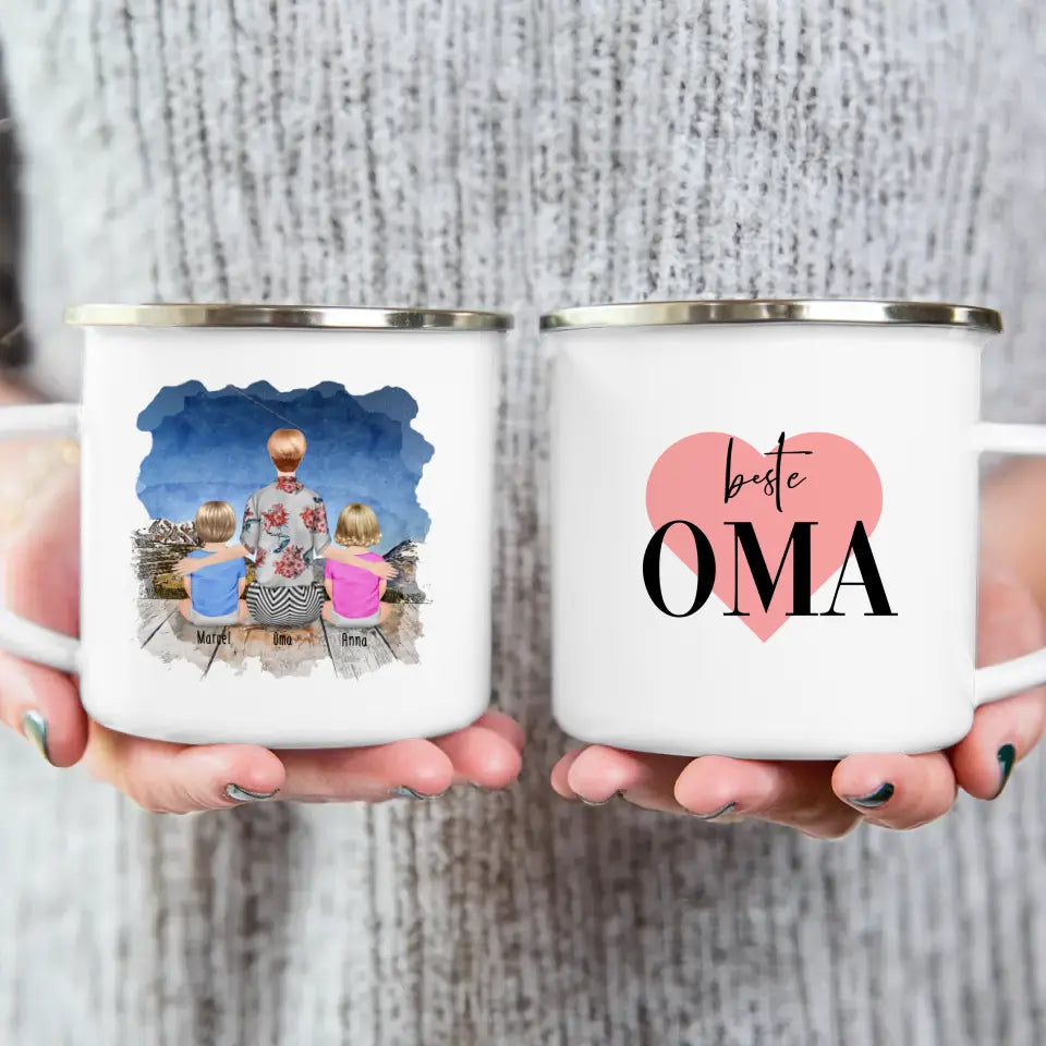 Personalisierte Tasse für Oma (2 Babys + 1 Oma)