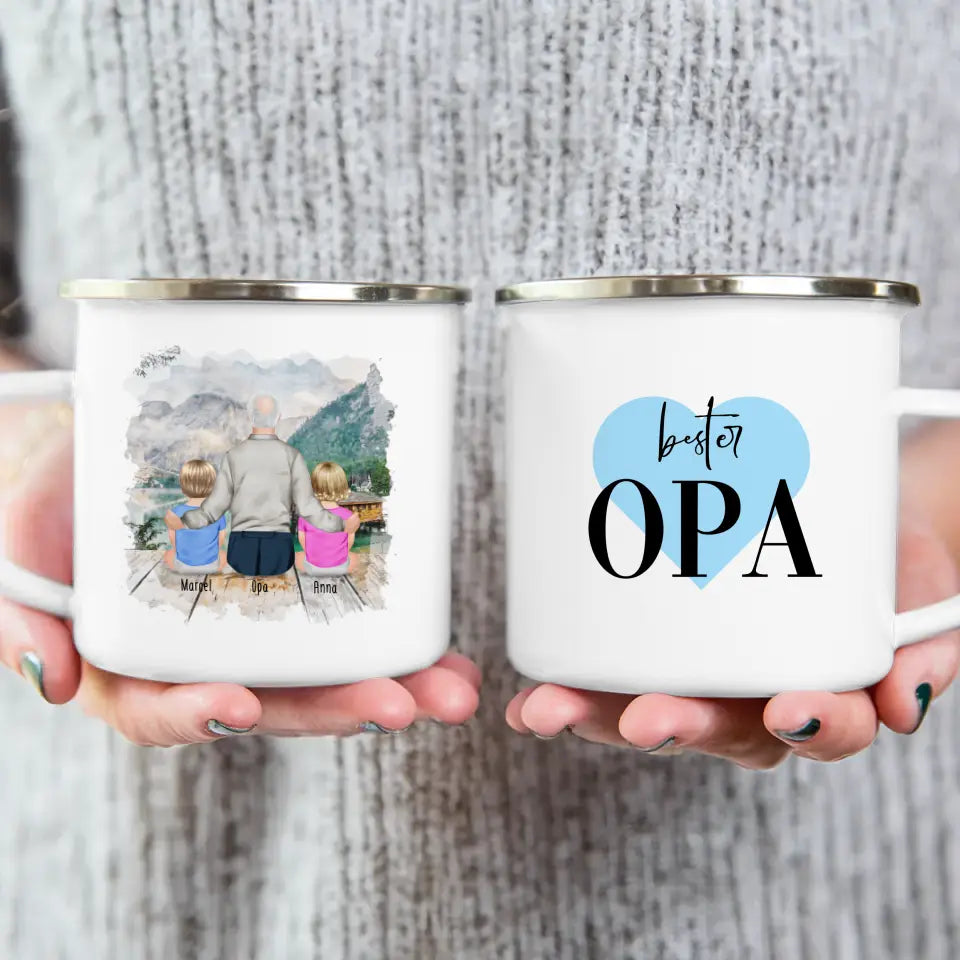 Personalisierte Tasse für Opa (2 Babys + 1 Opa)