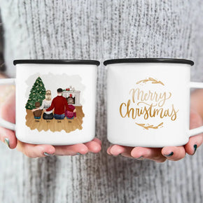 Personalisierte Tasse mit Familie (2 Kinder/Babys) - Weihnachtstasse