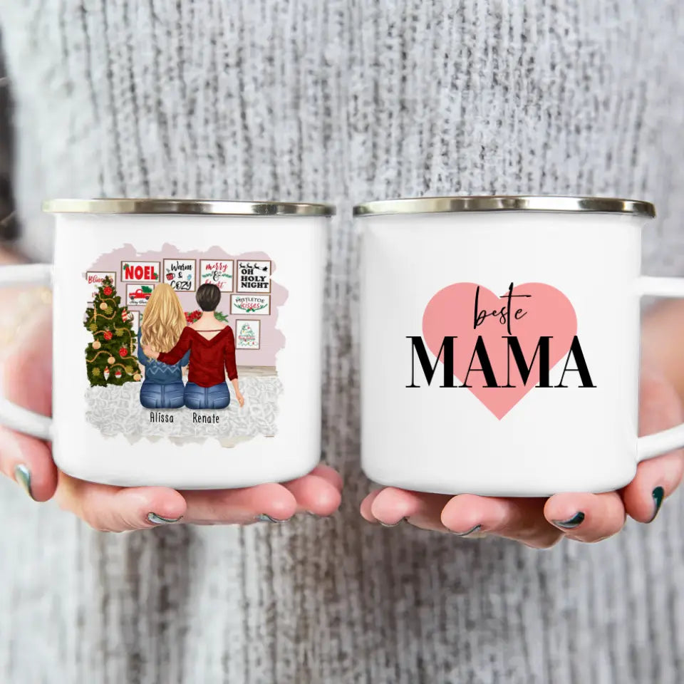 Personalisierte Tasse mit Mutter/Tochter (1 Tochter) - Weihnachtstasse