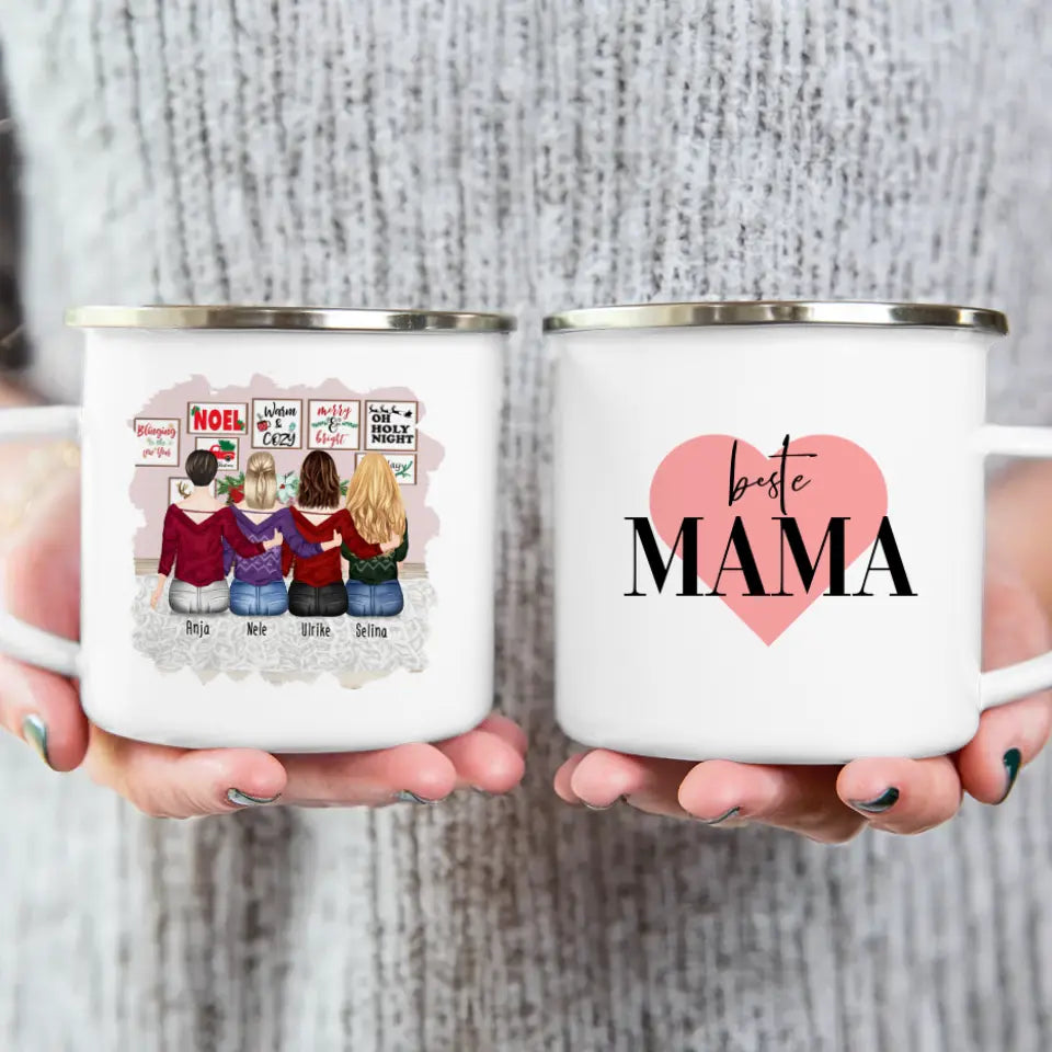 Personalisierte Tasse mit Mutter/Tochter (3 Töchter) - Weihnachtstasse