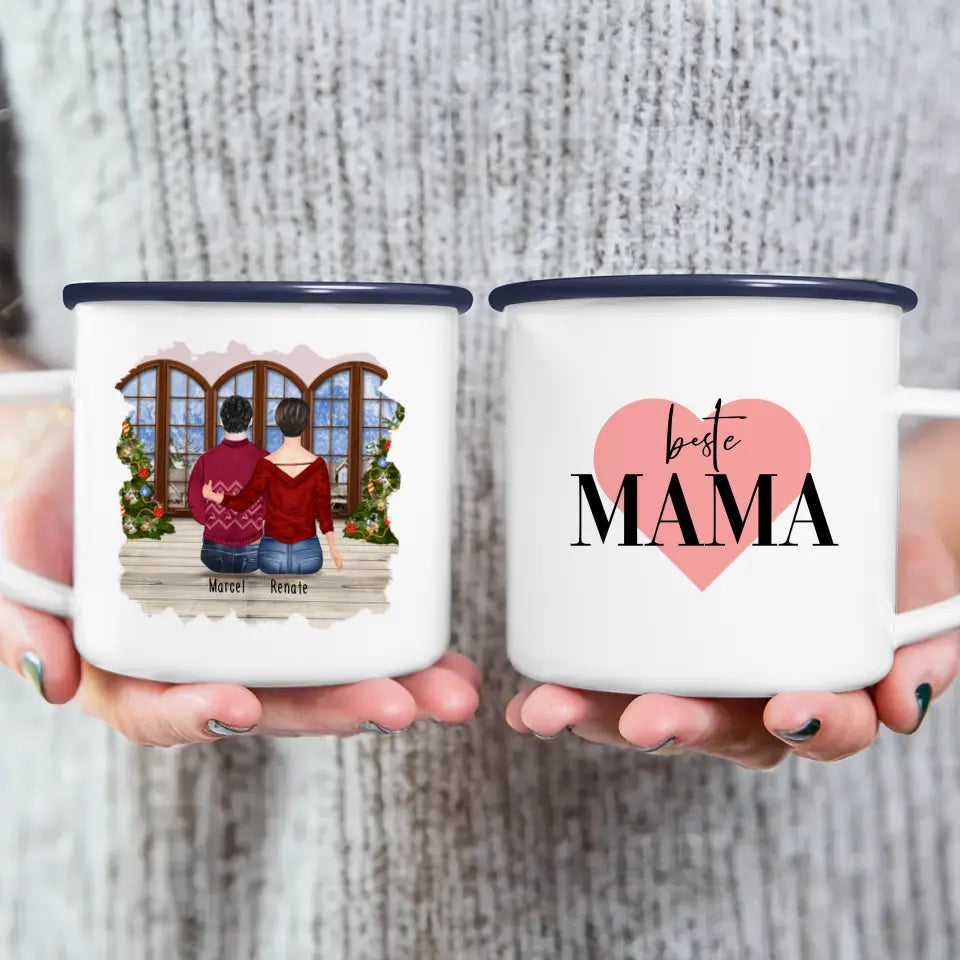 Personalisierte Tasse mit Mutter/Sohn (1 Sohn) - Weihnachtstasse