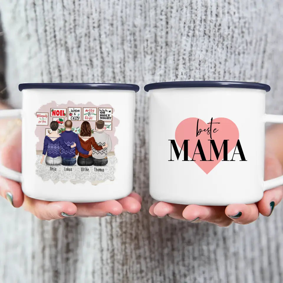 Personalisierte Tasse mit Mutter/Tochter/Sohn (1 Tochter + 2 Söhne) - Weihnachtstasse