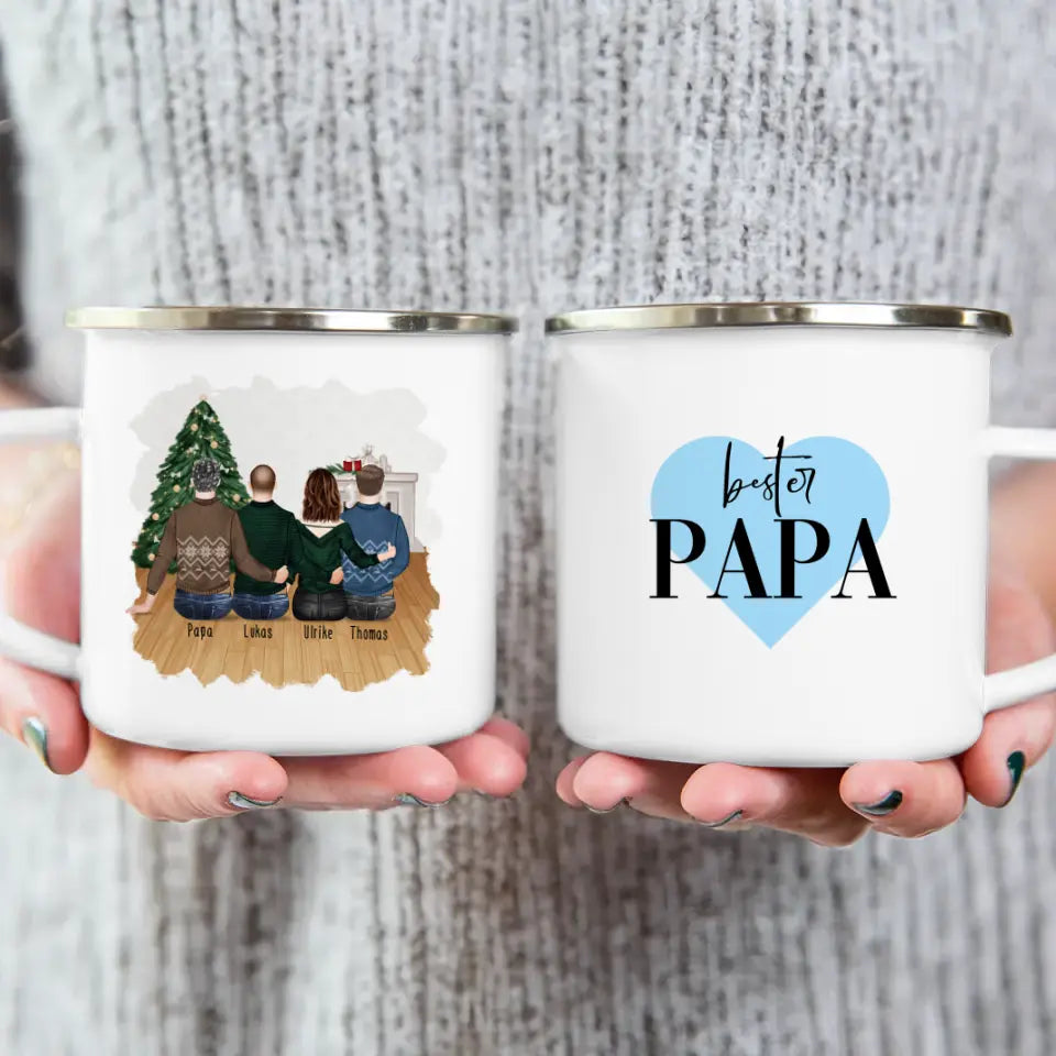 Personalisierte Tasse mit Vater/Tochter/Sohn (1 Tochter + 2 Söhne) - Weihnachtstasse