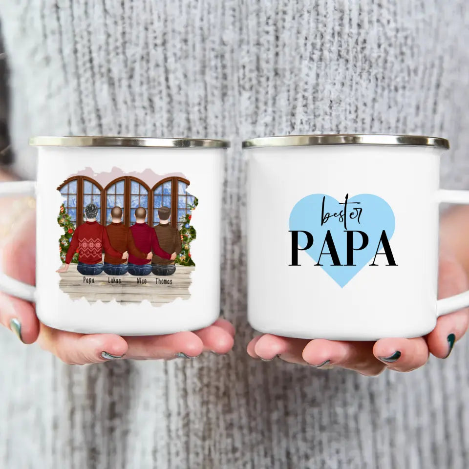 Personalisierte Tasse mit Vater/Sohn (3 Söhne) - Weihnachtstasse