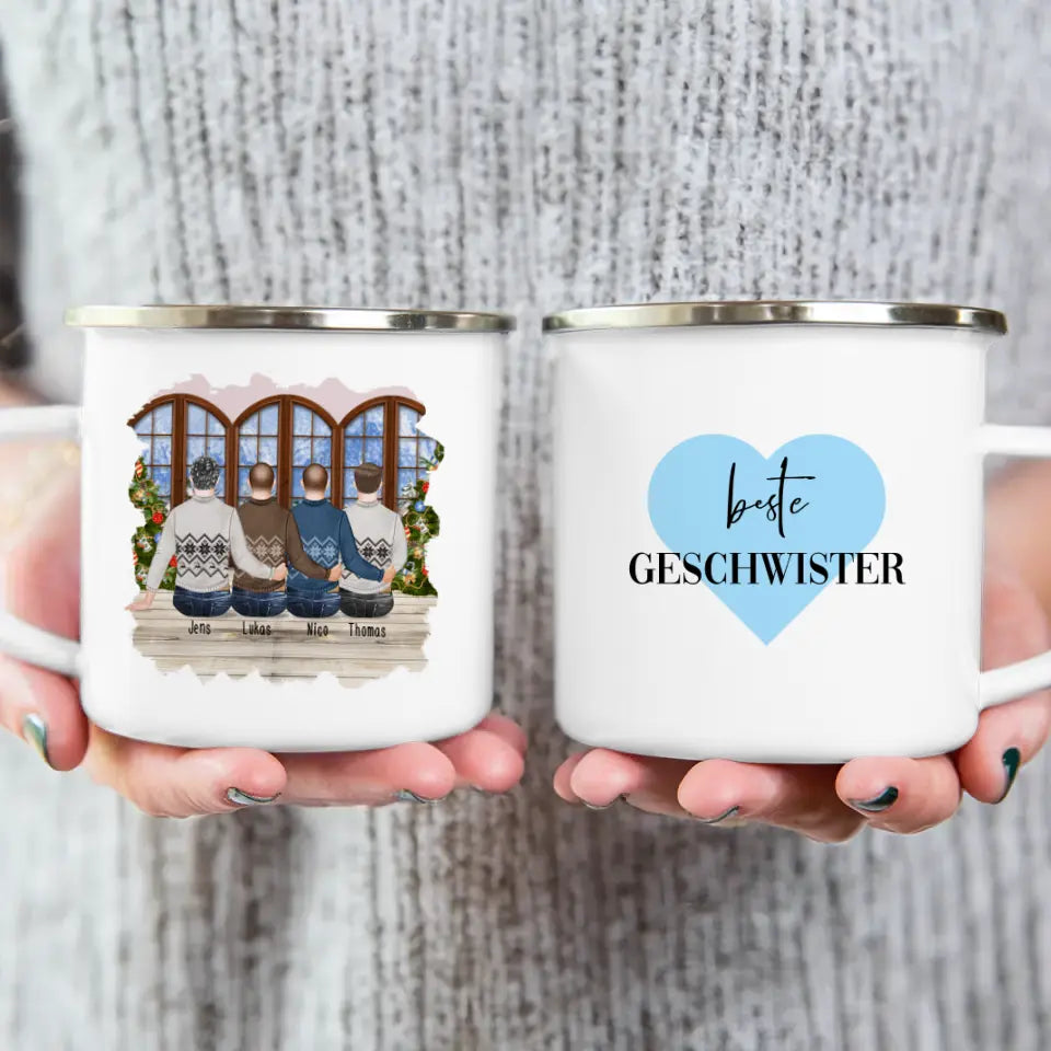 Personalisierte Tasse mit Bruder (4 Brüder) - Weihnachtstasse