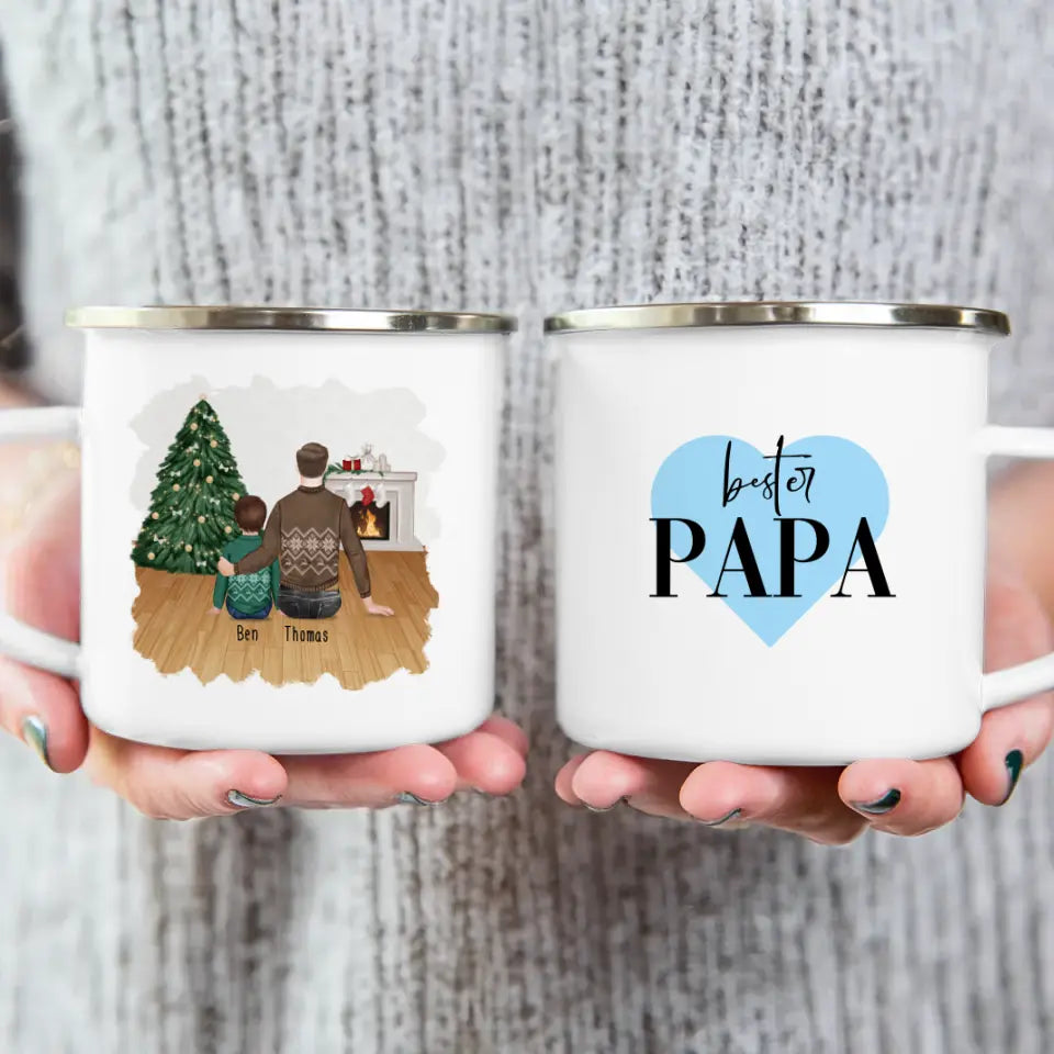 Personalisierte Tasse mit Vater/Kind (1 Kind/Baby) - Weihnachtstasse