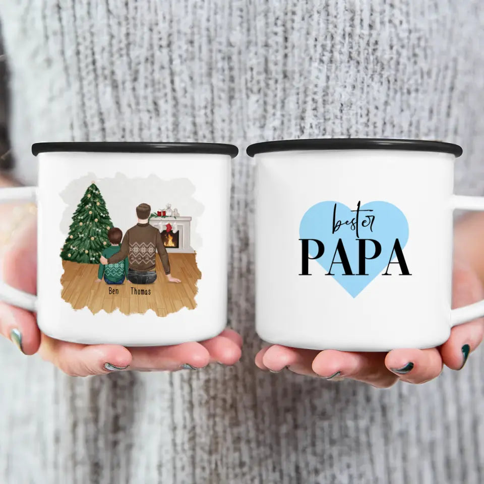 Personalisierte Tasse mit Vater/Kind (1 Kind/Baby) - Weihnachtstasse