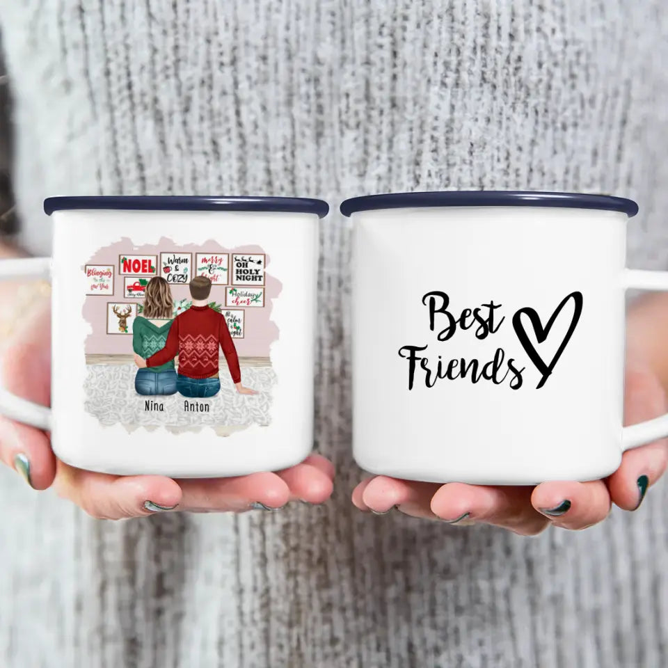 Personalisierte Tasse - Beste Freunde (1 Frau + 1 Mann) - Weihnachtstasse