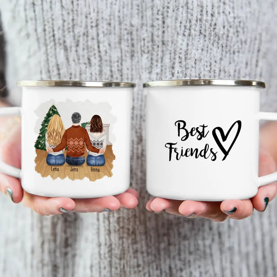 Personalisierte Tasse - Beste Freunde (2 Frauen + 1 Mann) - Weihnachtstasse