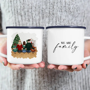 Personalisierte Tasse mit Familie (2 Kinder + 1 Teenanger) - Weihnachtstasse