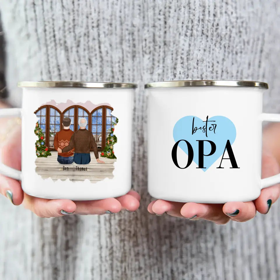 Personalisierte Tasse für Opa (1 Mann + 1 Opa) - Weihnachtstasse