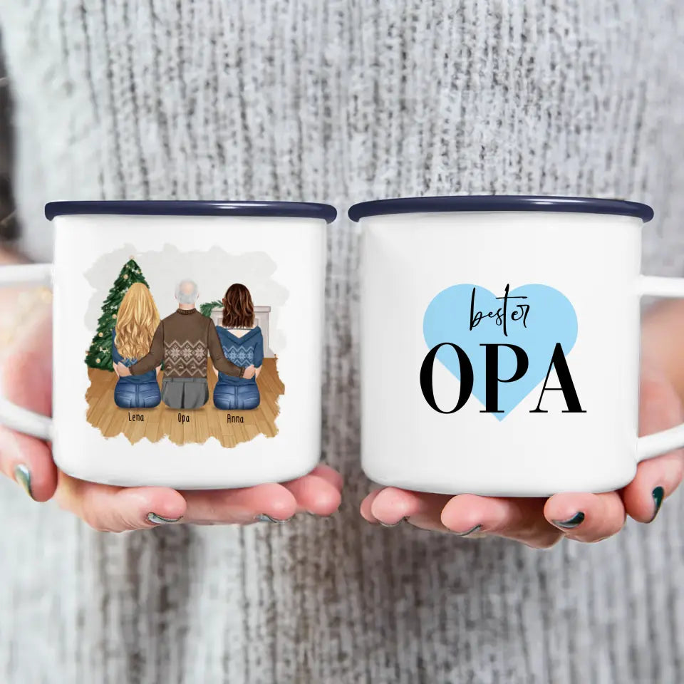 Personalisierte Tasse für Opa (2 Frauen + 1 Opa) - Weihnachtstasse