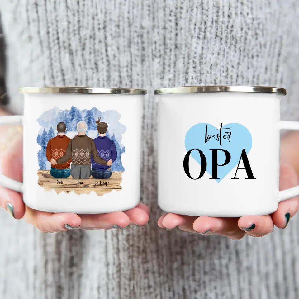 Personalisierte Tasse für Opa (2 Männer + 1 Opa) - Weihnachtstasse