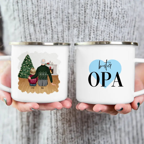 Personalisierte Tasse für Opa (1 Baby + 1 Opa) - Weihnachtstasse