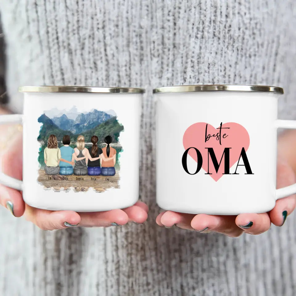 Personalisierte Tasse für Oma (4 Frauen + 1 Oma)