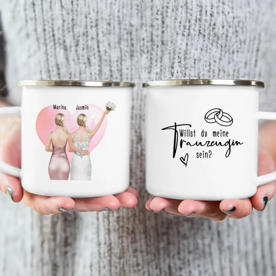 Personalisierte Tasse mit Trauzeugin und Braut - Hochzeitsgeschenk - Trauzeugin Geschenk