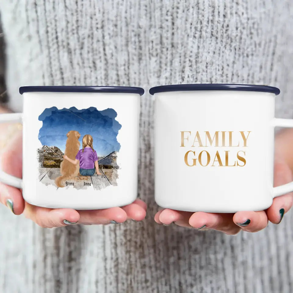 Personalisierte Tasse - 1 Kind und 1 Hund