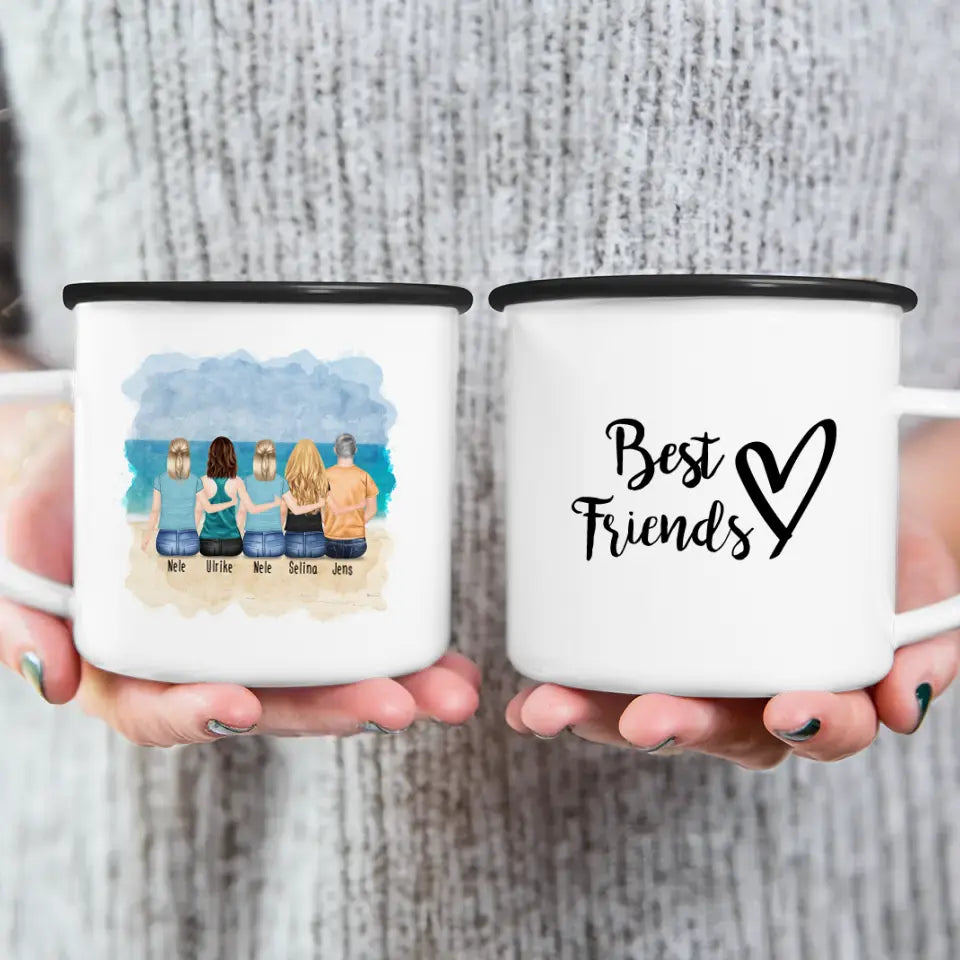 Personalisierte Tasse - Beste Freunde (4 Frauen + 1 Mann)