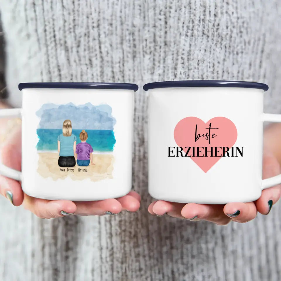 Personalisierte Tasse - Beste Erzieherin (1 Frauen + 1 Kind)