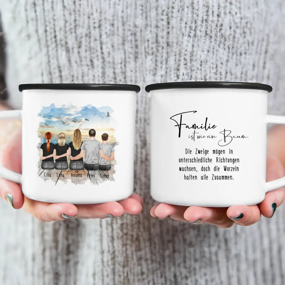 Personalisierte Tasse mit Familie (2 Teenagerinnen + 1 Teenager)