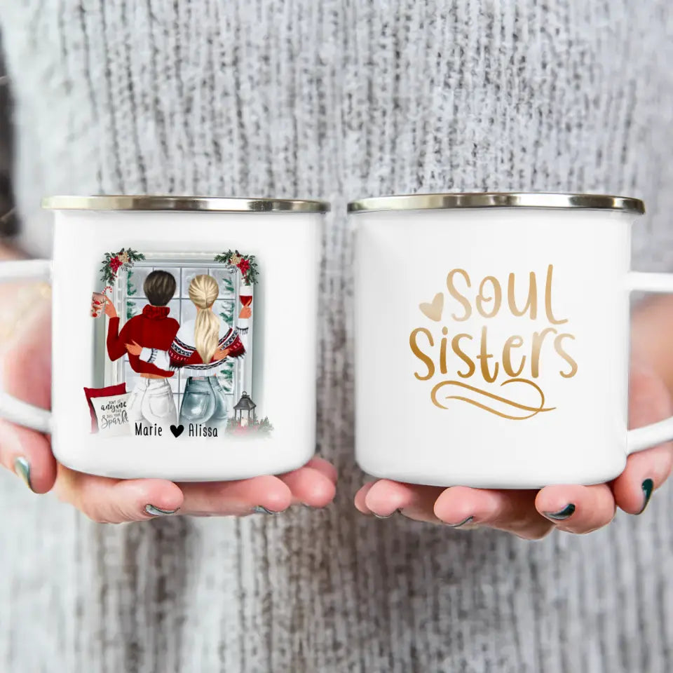 Personalisierte Tasse Beste Freundin (2 Freundinnen) - Weihnachtstasse