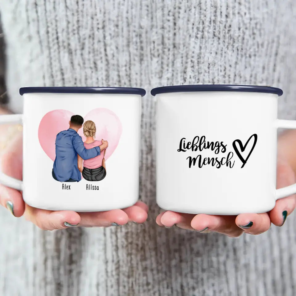 Personalisierte Tasse mit Paar (sitzend)