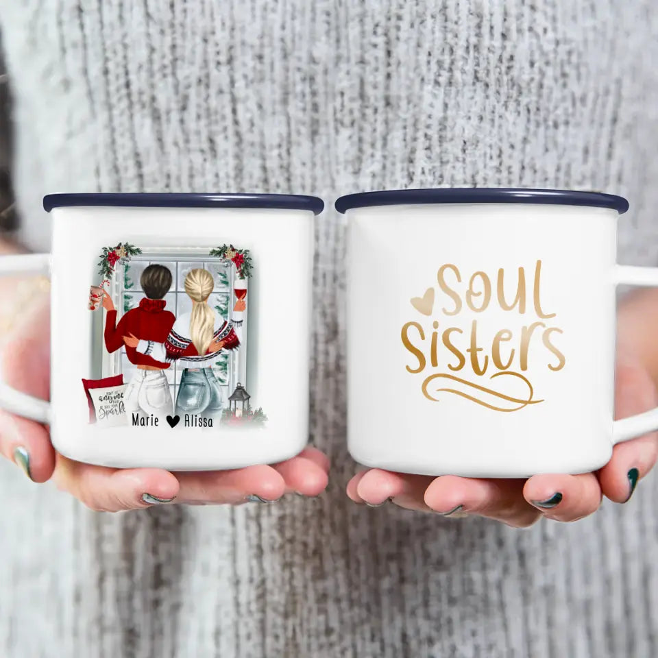 Personalisierte Tasse Beste Schwestern (2 Schwestern) - Weihnachtstasse