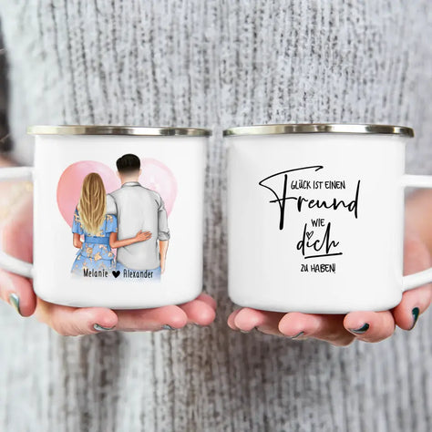 Personalisierte Tasse - Paar mit Kleid und Hemd (stehend) - Pärchen Tasse