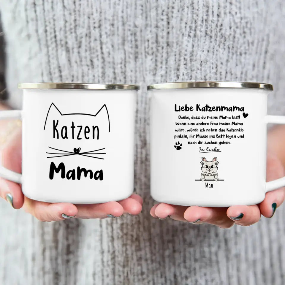 Personalisierte Tasse - Katzenmama/Katzenpapa (1-6 Katzen) (gezeichnet)