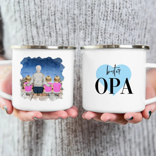 Personalisierte Tasse für Opa (3 Babys + 1 Opa)