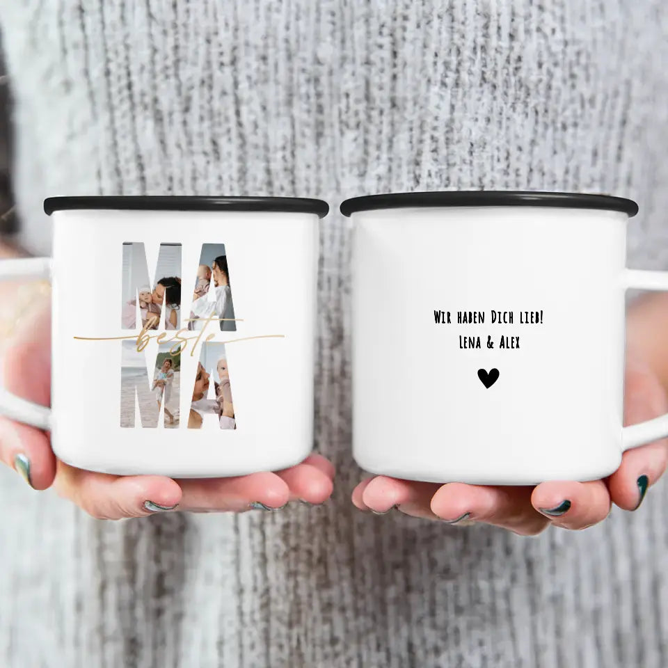 Personalisierte Tasse mit Mama Schriftzug und deinen Bildern