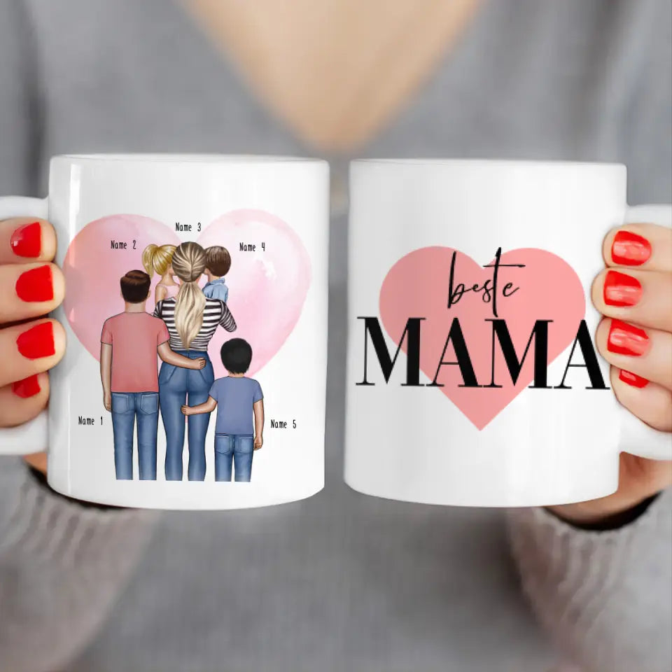 Personalisierte Tasse - Mama mit 1-4 Kindern