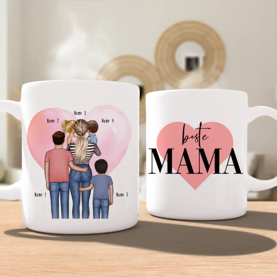 Personalisierte Tasse - Mama mit 1-4 Kindern