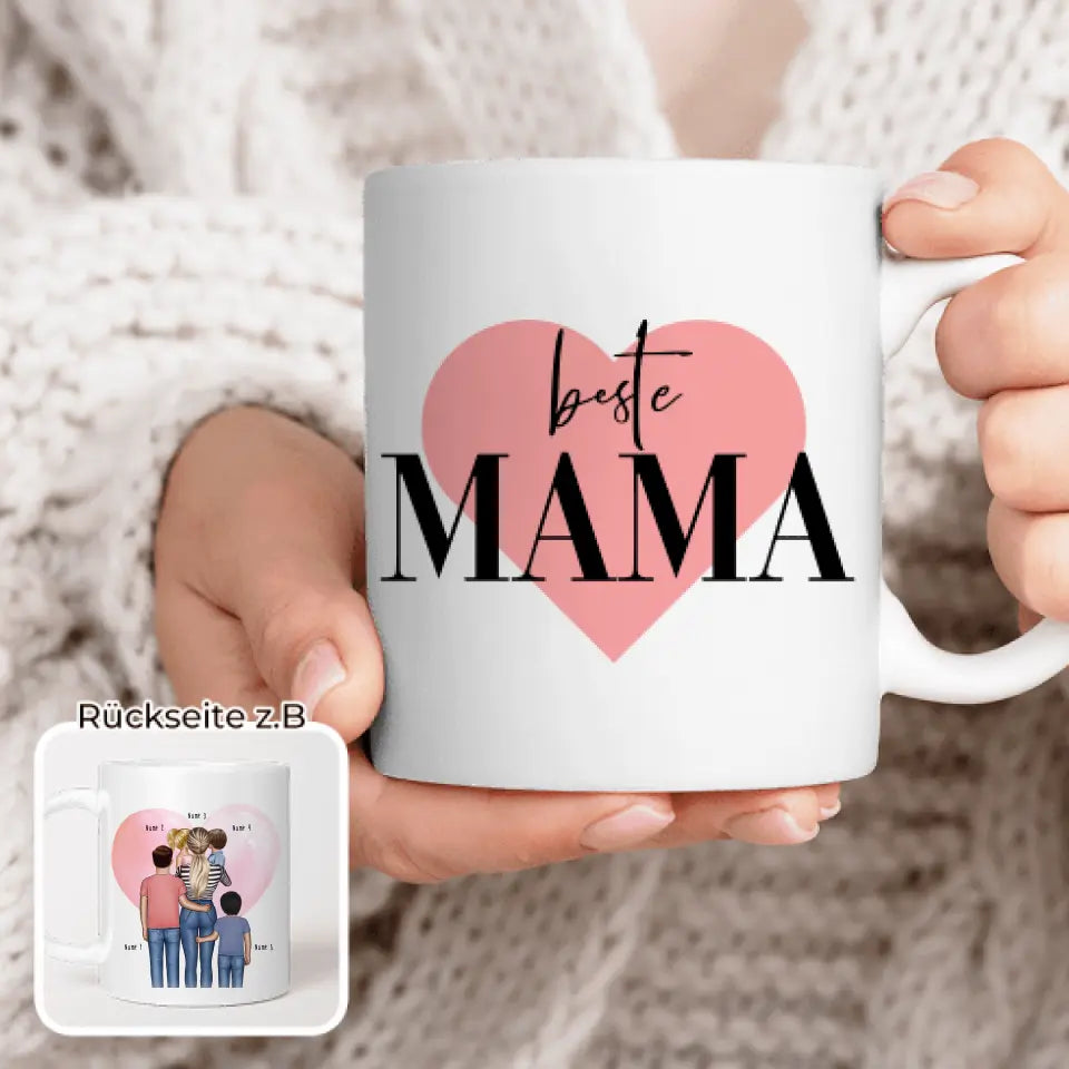 Personalisierte Tasse - Mama mit 1-4 Kindern