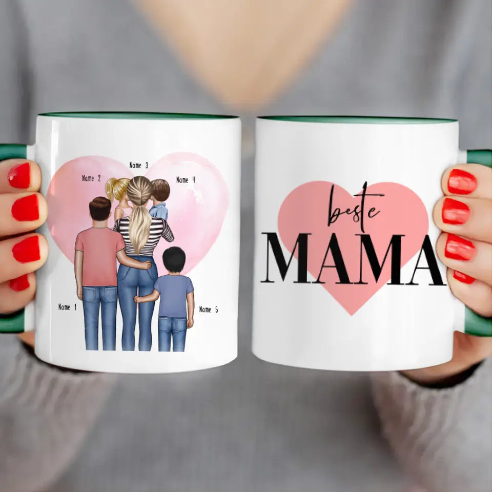 Personalisierte Tasse - Mama mit 1-4 Kindern