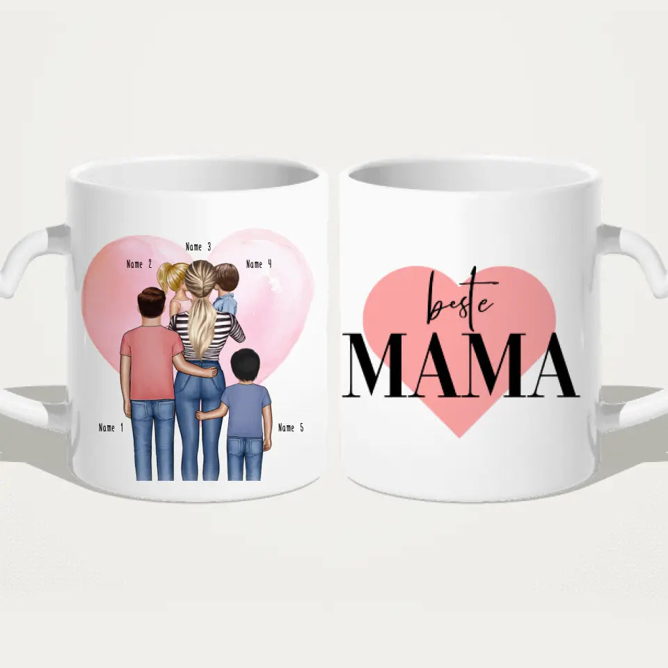 Personalisierte Tasse - Mama mit 1-4 Kindern